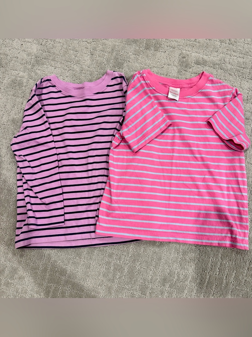 Hanna Andersson Pink & Light Purple Striped Long Sleeve Tees